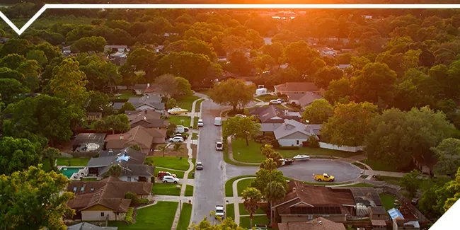 orlando-02 Aerial view of Orlando suburb at sunset